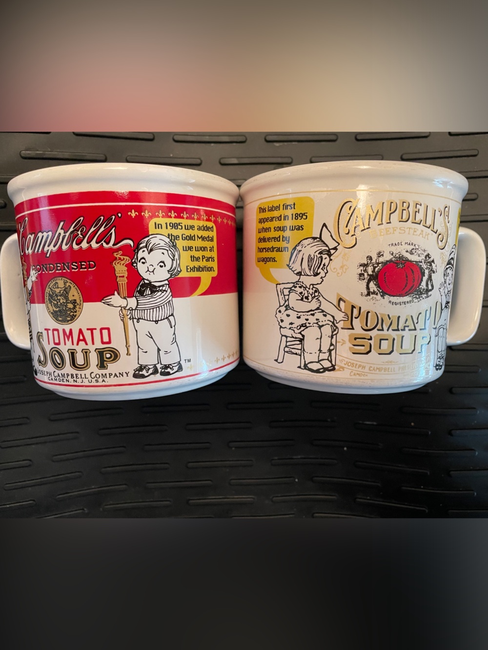 Red & White Tomato Soup Ceramic Mug Set Cambell’s Mmm Good